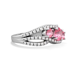 Pink Tourmaline Three Stone Aurora 14K White Gold ring R3080