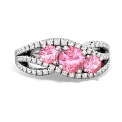 Pink Tourmaline Three Stone Aurora 14K White Gold ring R3080