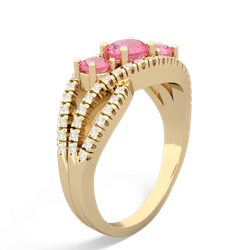 Pink Tourmaline Three Stone Aurora 14K Yellow Gold ring R3080
