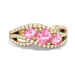 Ruby Three Stone Aurora 14K Yellow Gold ring R3080