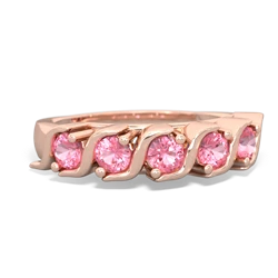 Lab Pink Sapphire Anniversary Band 14K Rose Gold ring R2089