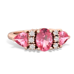 Lab Pink Sapphire Antique Style Three Stone 14K Rose Gold ring R2186