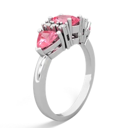 Pink Tourmaline Antique Style Three Stone 14K White Gold ring R2186