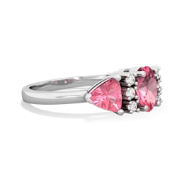 Pink Tourmaline Antique Style Three Stone 14K White Gold ring R2186