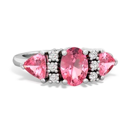 Lab Pink Sapphire Antique Style Three Stone 14K White Gold ring R2186