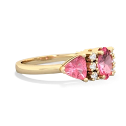 Pink Tourmaline Antique Style Three Stone 14K Yellow Gold ring R2186