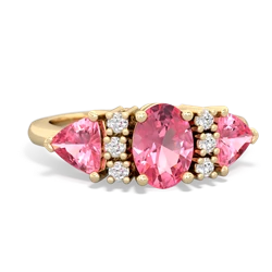 Lab Pink Sapphire Antique Style Three Stone 14K Yellow Gold ring R2186