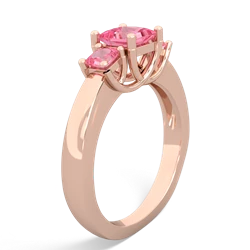 Lab Emerald Three Stone Trellis 14K Rose Gold ring R4015