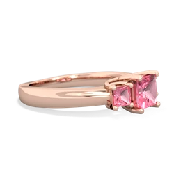 Lab Ruby Three Stone Trellis 14K Rose Gold ring R4015