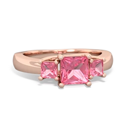 Pink Tourmaline Three Stone Trellis 14K Rose Gold ring R4015