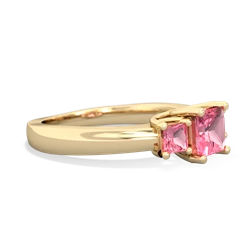 Pink Tourmaline Three Stone Trellis 14K Yellow Gold ring R4015