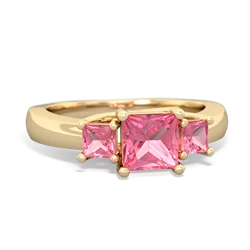 Ruby Three Stone Trellis 14K Yellow Gold ring R4015