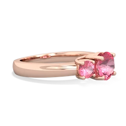 Pink Tourmaline Three Stone Round Trellis 14K Rose Gold ring R4018