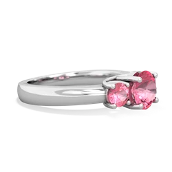 Pink Tourmaline Three Stone Round Trellis 14K White Gold ring R4018