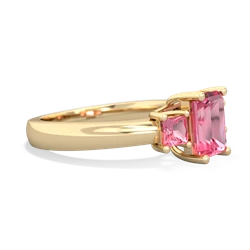 London Topaz Three Stone Emerald-Cut Trellis 14K Yellow Gold ring R4021