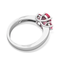 Lab Pink Sapphire Three Stone Oval Trellis 14K White Gold ring R4024