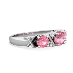 Lab Ruby Hugs And Kisses 14K White Gold ring R5016