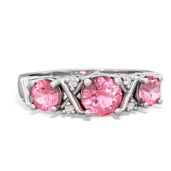 Lab Pink Sapphire Hugs And Kisses 14K White Gold ring R5016