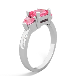 Pink Tourmaline Three Stone 14K White Gold ring R5235