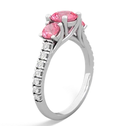 Pink Tourmaline Pave Trellis 14K White Gold ring R5500