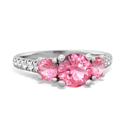 Lab Pink Sapphire Pave Trellis 14K White Gold ring R5500