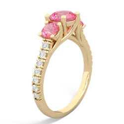 Lab Sapphire Pave Trellis 14K Yellow Gold ring R5500