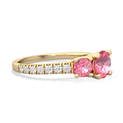 Lab Pink Sapphire Pave Trellis 14K Yellow Gold ring R5500