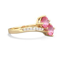 Lab Pink Sapphire Channel Set Two Stone 14K Yellow Gold ring R5303