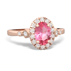 Lab Pink Sapphire Antique-Style Halo 14K Rose Gold ring R5720