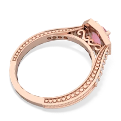 Lab Pink Sapphire Art-Deco Starburst 14K Rose Gold ring R5520