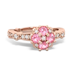 Lab Pink Sapphire Milgrain Antique Style 14K Rose Gold ring R26293RD