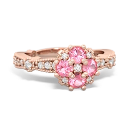 Lab Pink Sapphire Sparkling Tiara Cluster 14K Rose Gold ring R26293RD