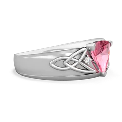 Thumbnail for Lab Pink Sapphire Celtic Trinity Knot Men's 14K White Gold ring R0440 - side view