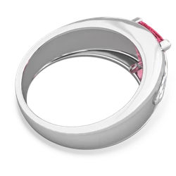 Lab Pink Sapphire Celtic Trinity Knot Men's 14K White Gold ring R0440