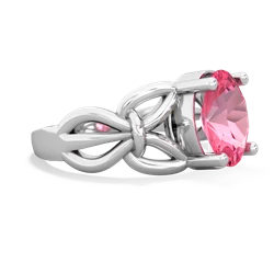 Lab Pink Sapphire Celtic Knot Cocktail 14K White Gold ring R2377