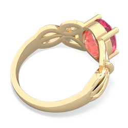 Lab Pink Sapphire Celtic Knot Cocktail 14K Yellow Gold ring R2377