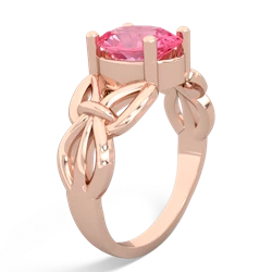 Lab Pink Sapphire Celtic Knot Cocktail 14K Rose Gold ring R2377