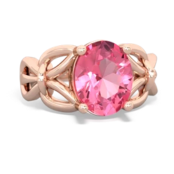 Lab Pink Sapphire Celtic Knot Cocktail 14K Rose Gold ring R2377