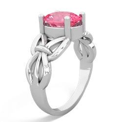 Lab Pink Sapphire Celtic Knot Cocktail 14K White Gold ring R2377