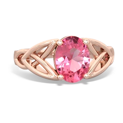 Lab Pink Sapphire Celtic Trinity Knot 14K Rose Gold ring R2389