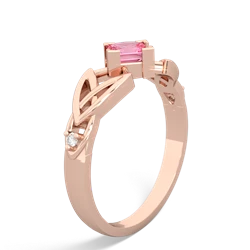 Lab Pink Sapphire Celtic Knot Princess 14K Rose Gold ring R3349