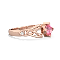 Lab Pink Sapphire Celtic Knot Princess 14K Rose Gold ring R3349