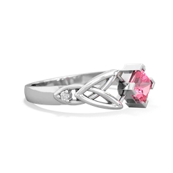 Lab Pink Sapphire Celtic Knot Princess 14K White Gold ring R3349