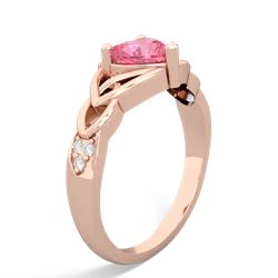 Lab Pink Sapphire Claddagh Celtic Knot Diamond 14K Rose Gold ring R5001