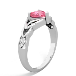 Lab Pink Sapphire Claddagh Celtic Knot Diamond 14K White Gold ring R5001