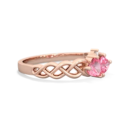 Lab Pink Sapphire Heart To Heart Braid 14K Rose Gold ring R5870