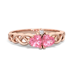 Lab Pink Sapphire Heart To Heart Braid 14K Rose Gold ring R5870