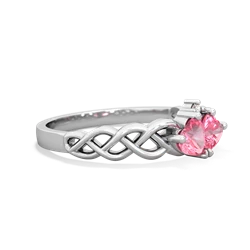 Lab Pink Sapphire Heart To Heart Braid 14K White Gold ring R5870