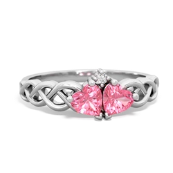 Lab Pink Sapphire Heart To Heart Braid 14K White Gold ring R5870