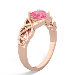 Lab Pink Sapphire Claddagh Celtic Knot 14K Rose Gold ring R2367